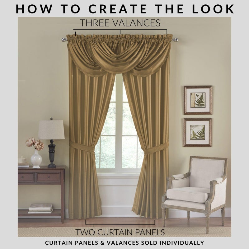 Elrene Home Fashions Versailles Faux-Silk Room-Darkening Curtain Panel, Blackout Curtain with Rod Pocket, 52 Inches by 108 Inches, Gold, 1 Panel - Image 3